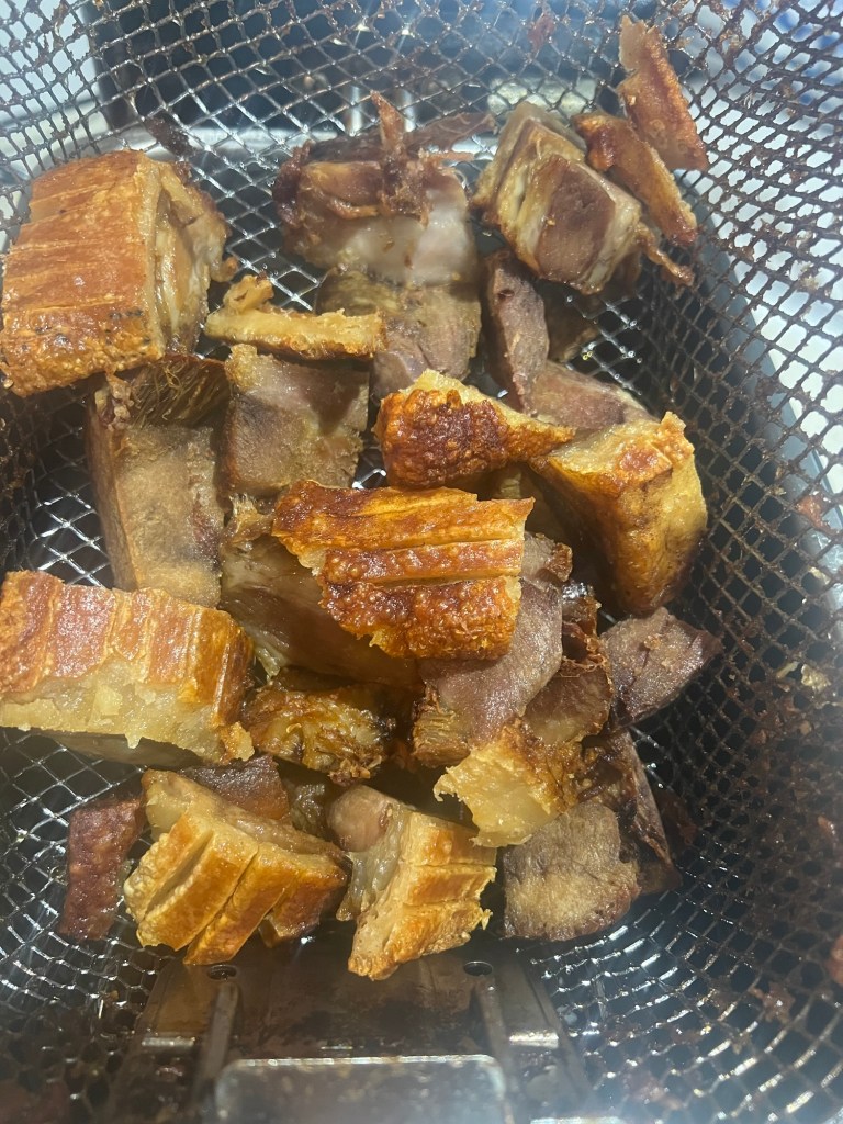 Crispy pork pieces for the kare-kare