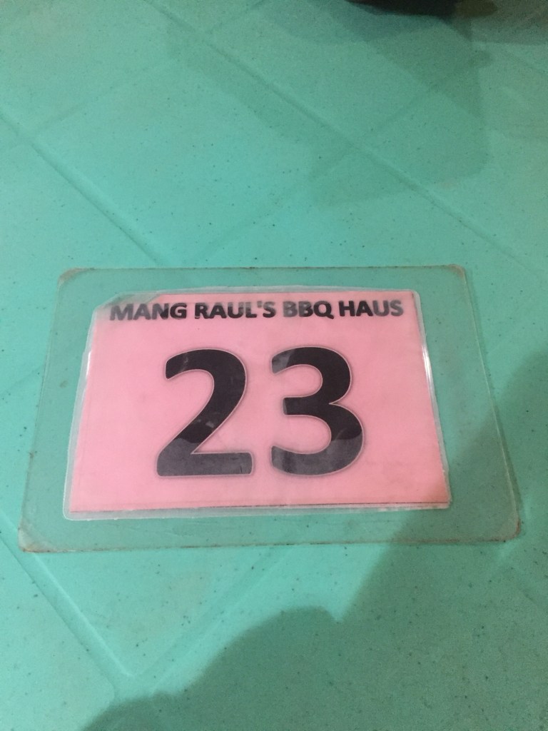 Order number ticket from Mang Raul's BBQ Haus