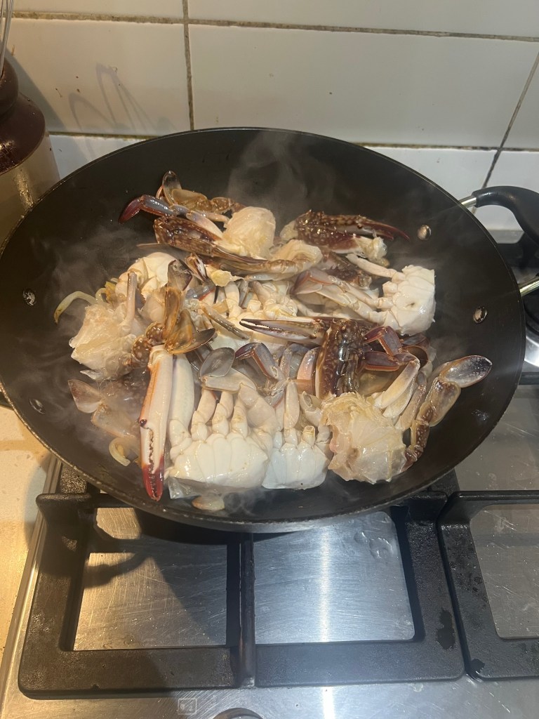 Crab going into the pot