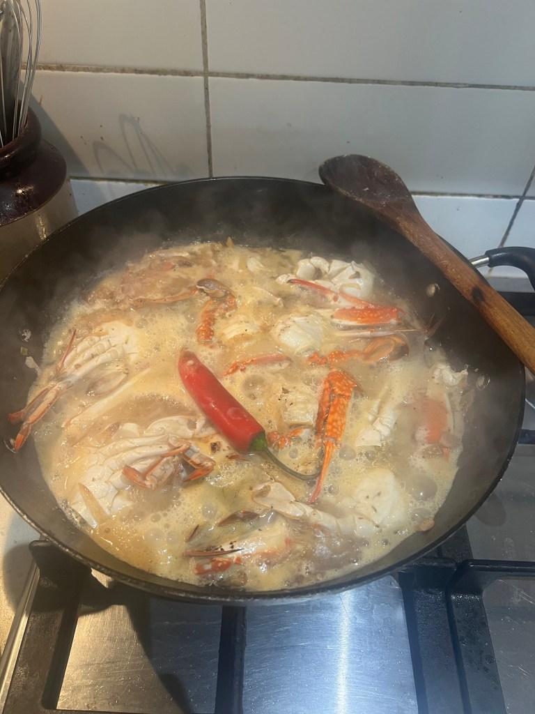 Soup simmering with chili