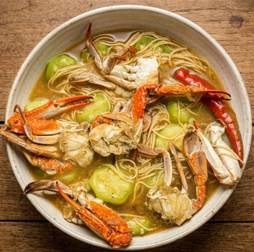 Soppa De Congrejo con Patola in a bowl