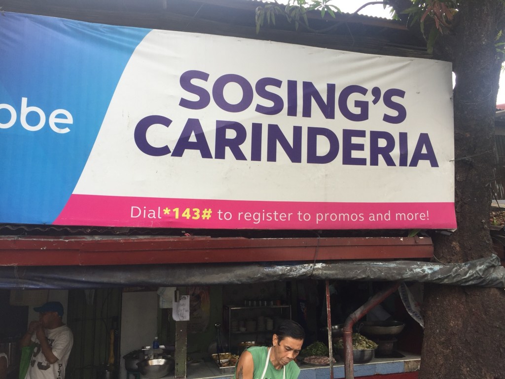The Sosing's Carinderia sign in Makati